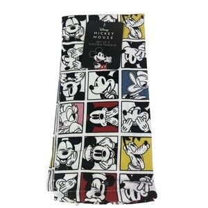 Disney Mickey Mouse and Friends Kitchen Towels 2-Pc Cotton 26 x 16 New Home Gift